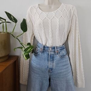 liz 90s y2k grunge cable knit ivory indie urban cottage boho pullover sweater